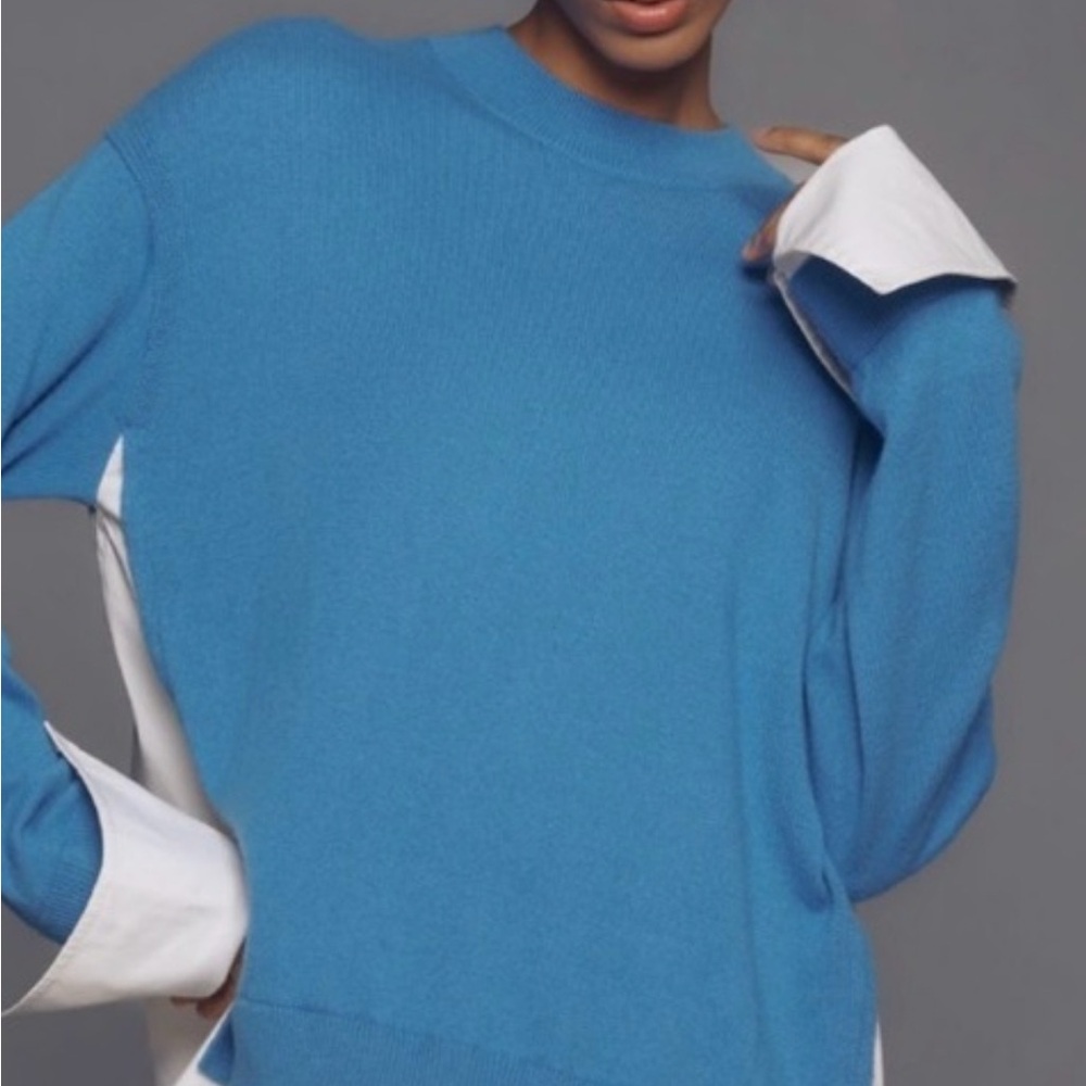 Simon Miller Blue and White Crew Neck Sweater